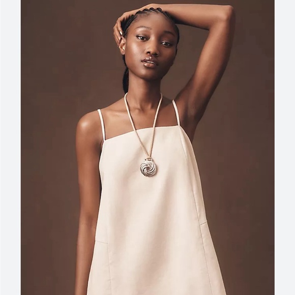 Anthropologie MARE MARE SQUARE-NECK LINEN A-LINE MINI DRESS NWT - Picture 2 of 3